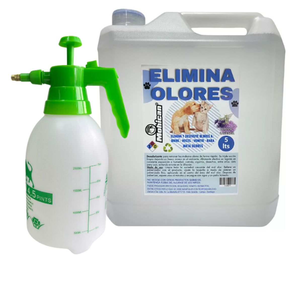 MOHICAN - PROMO ELIMINA OLORES ORINA Y HECES LAVANDA 5LT + ATOMI 2L