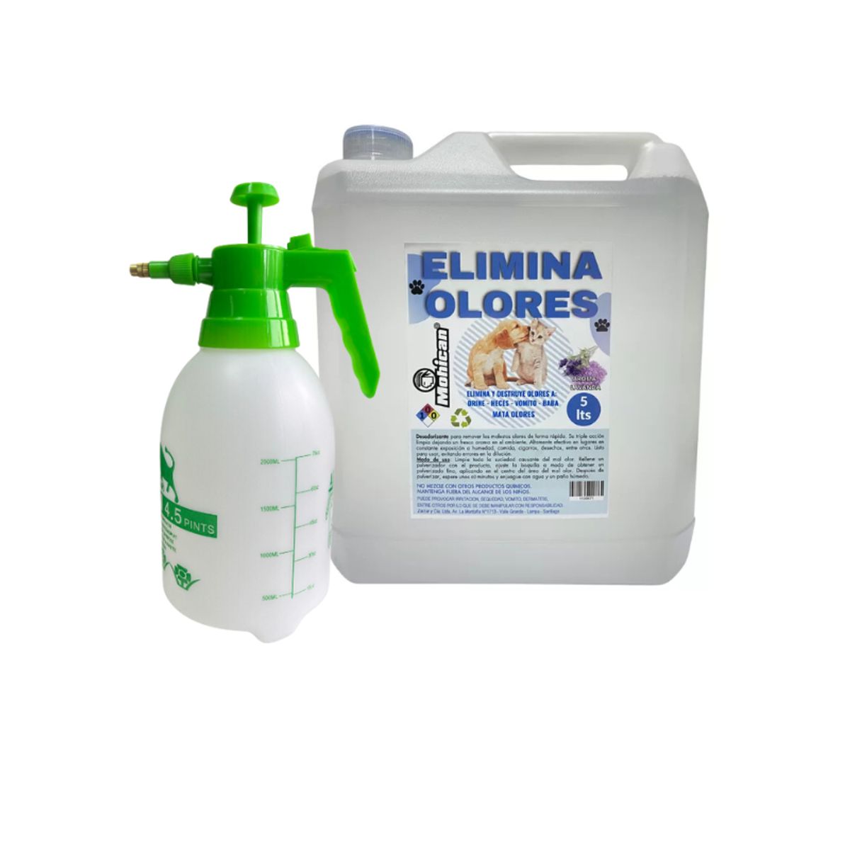 MOHICAN - PROMO ELIMINA OLORES ORINA Y HECES LAVANDA 5LT + ATOMI 2L