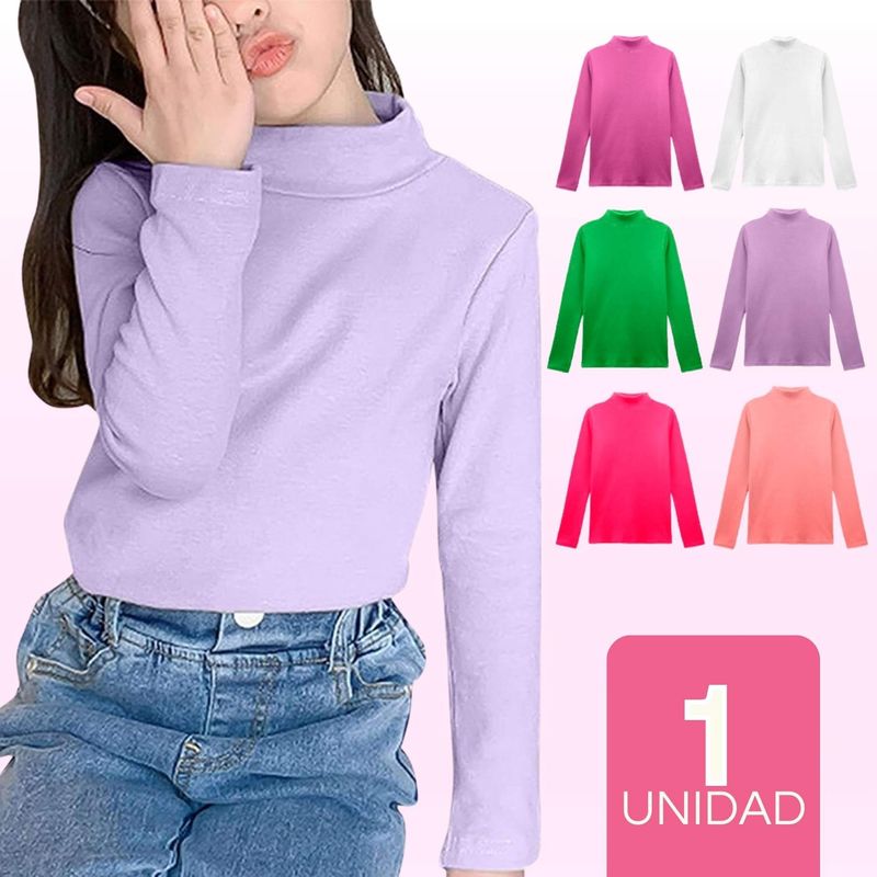 UTILISIMO - Camiseta Beatle 100% Polar Primera Capa Polera Cuello Alto Niña