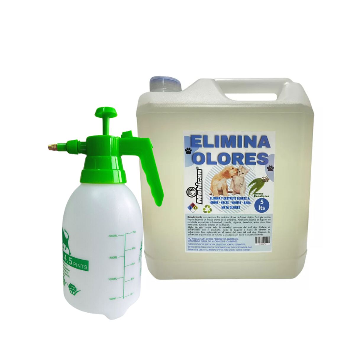 MOHICAN - PROMO ELIMINA OLORES ORINA Y HECES EUCALIPTO 5LT + ATOMI 2L