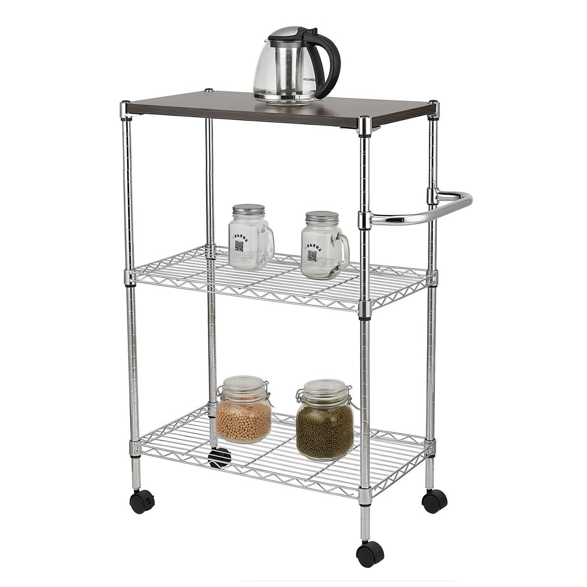 PROCHEF - Carro Multiuso 60x35x75 cm Acero Cromado Cubierta Madera