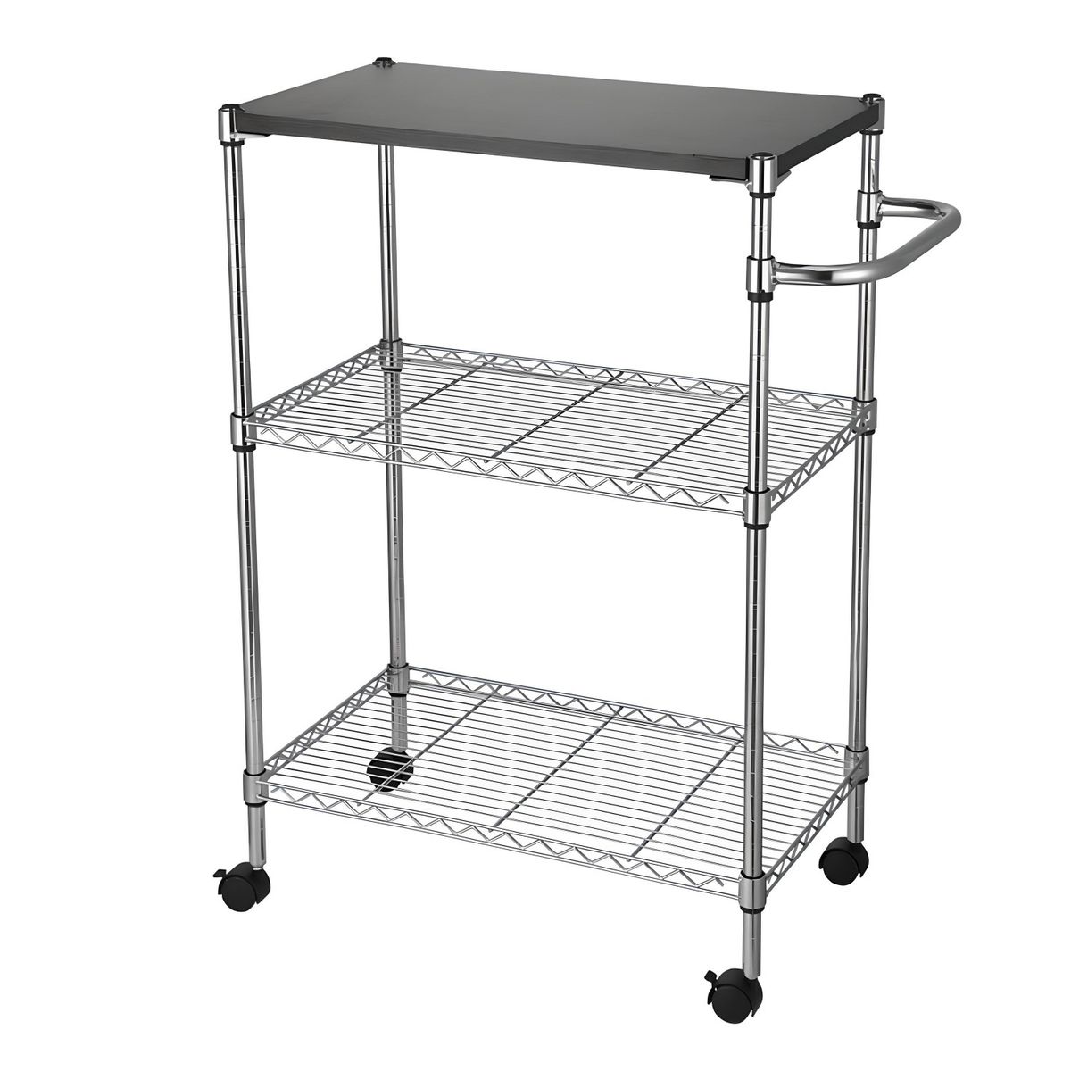 PROCHEF - Carro Multiuso 60x35x75 cm Acero Cromado Cubierta Madera