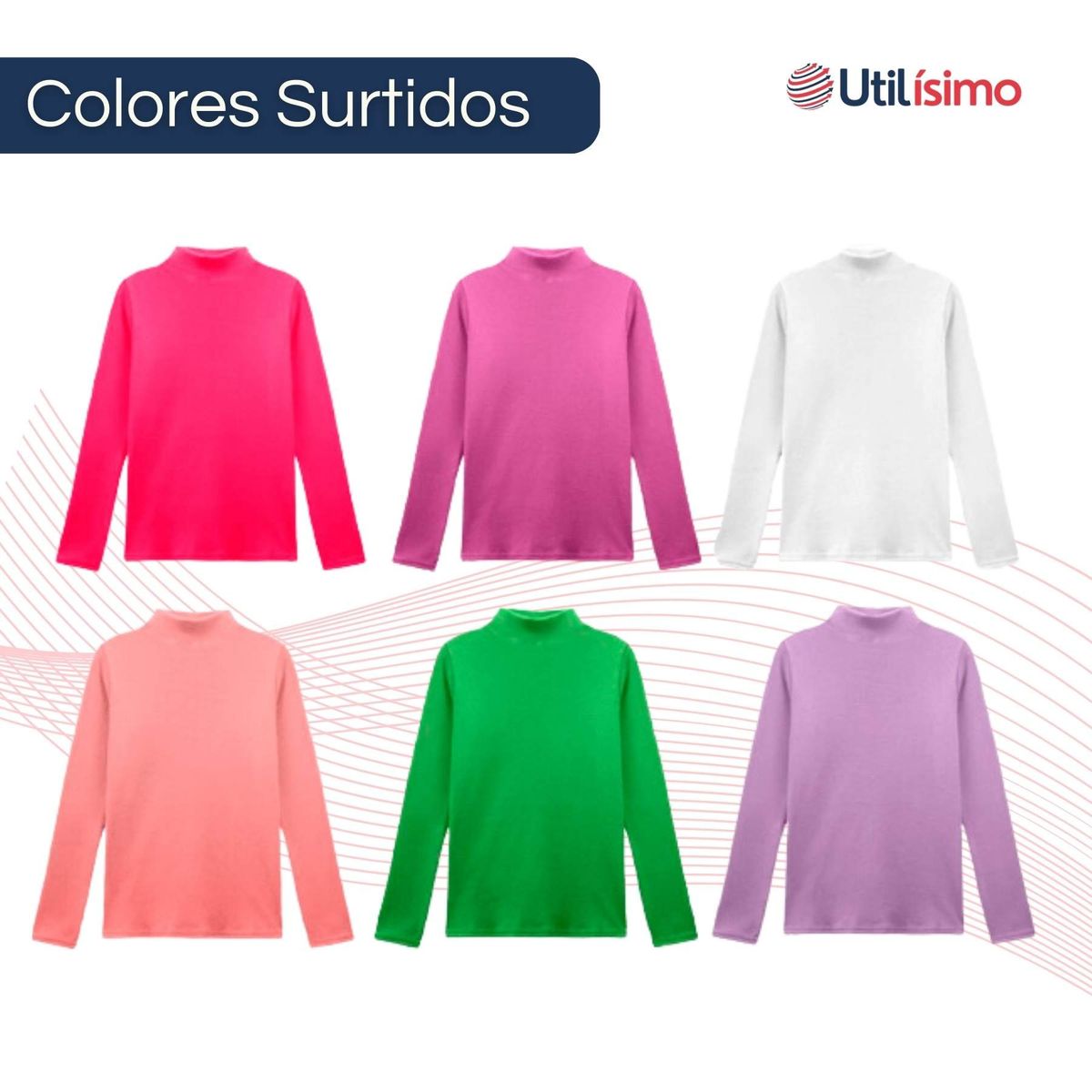 UTILISIMO - Pack 3 Camisetas Beatle 100% Polar Primera Capa Poleras Niña