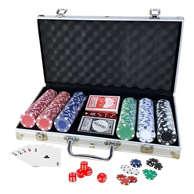 GENERICO - Set De Poker 300 Fichas Profesional Maletin de Poker