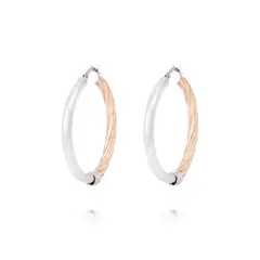 JB JOYAS BARON - Aros de Plata Esterlina 925 Argollas Bicolor Revestido en Oro 18kt