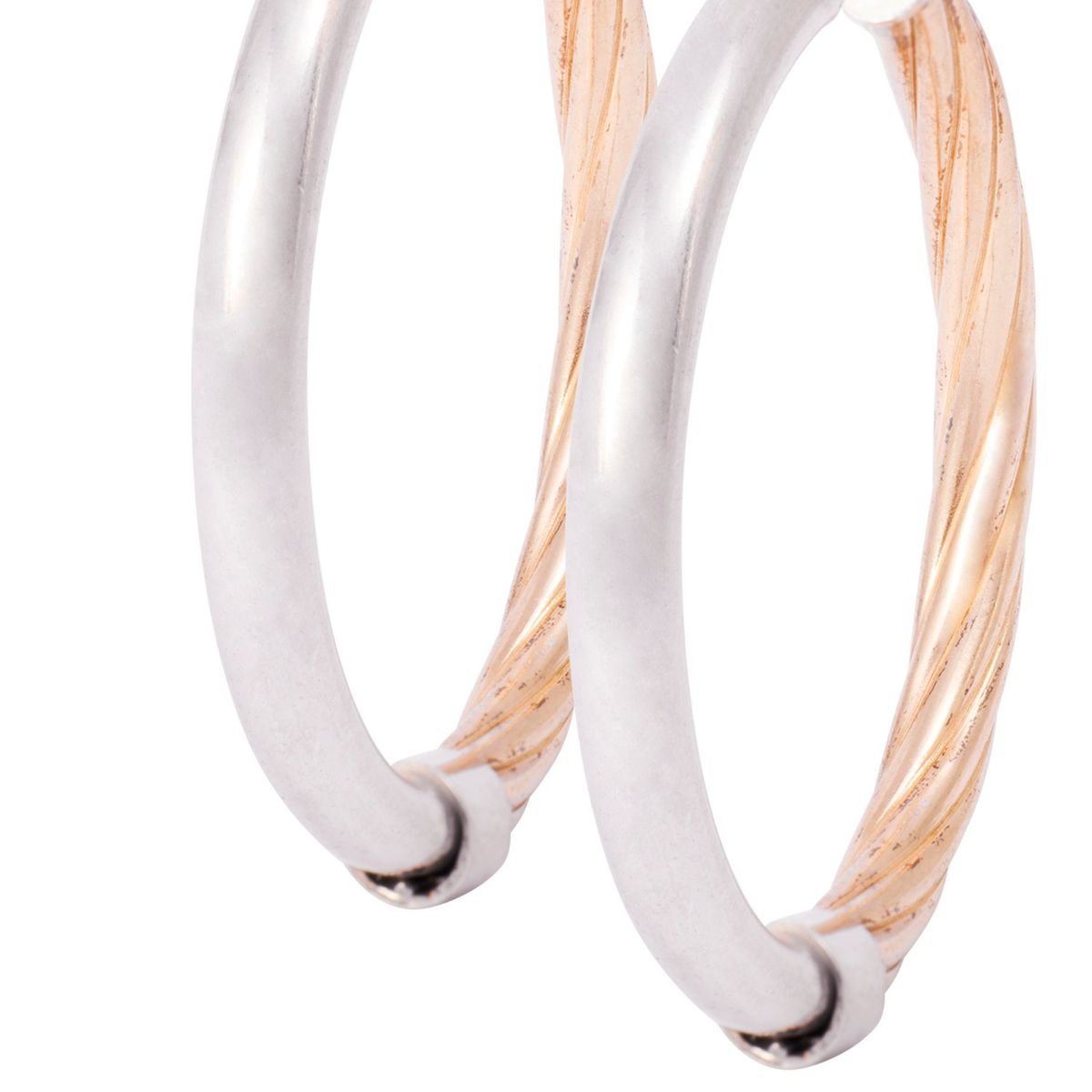 JB JOYAS BARON - Aros de Plata Esterlina 925 Argollas Bicolor Revestido en Oro 18kt