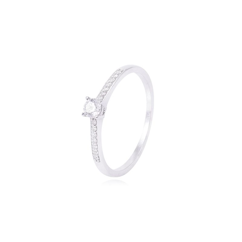 JB JOYAS BARON - Anillo Compromiso Oro Blanco 18kt Diamantes Tipo Solitario 21pts