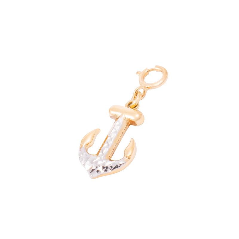 JB JOYAS BARON - Colgante de Oro Amarillo 18kt Dije Ancla Bicolor