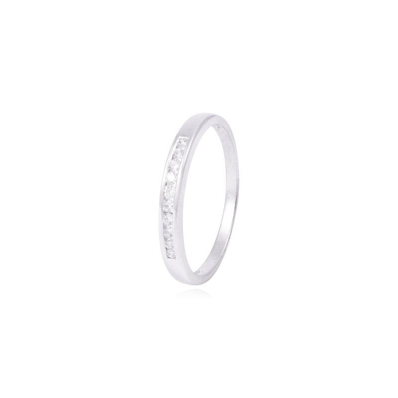 JB JOYAS BARON - Anillo de Oro Blanco 18kt Riel con Diamantes 10Pts