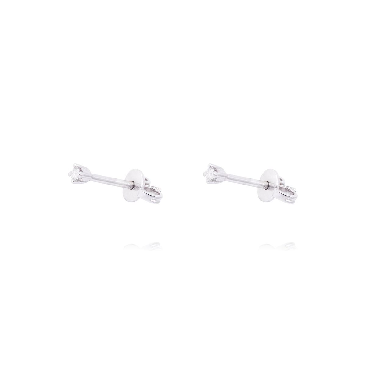 JB JOYAS BARON - Aros de Oro Blanco 18kt Punto de Luz Grifa con Diamante 4Pts