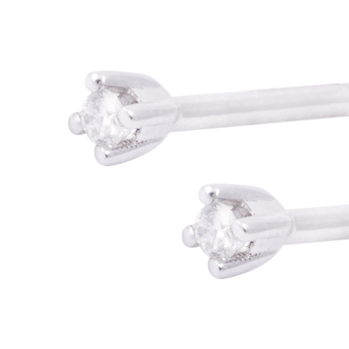 JB JOYAS BARON - Aros de Oro Blanco 18kt Punto de Luz Grifa con Diamante 4Pts