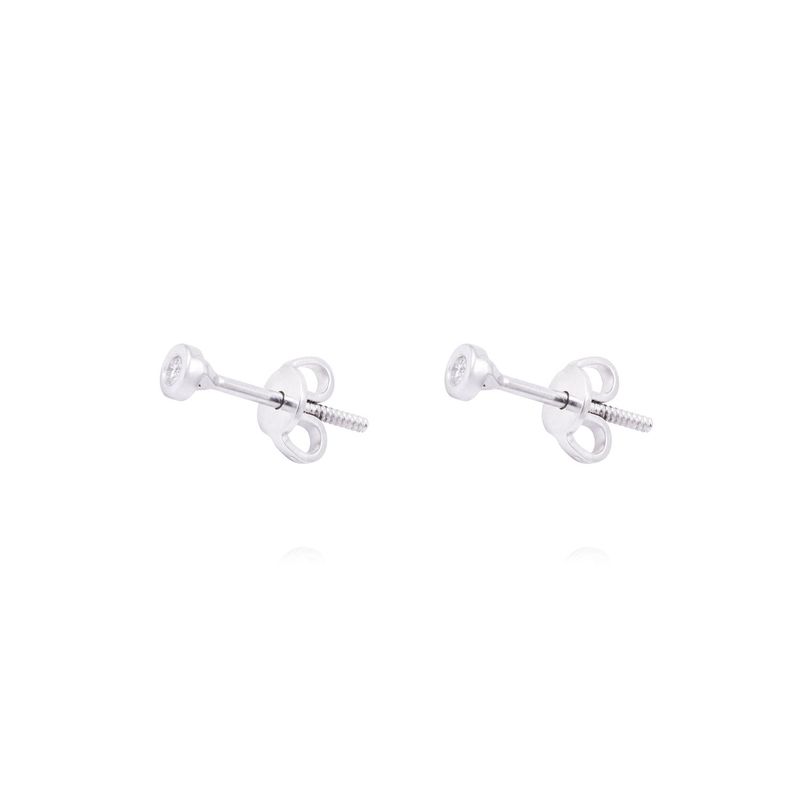 JB JOYAS BARON - Aros de Oro Blanco 18kt Punto de Luz con Diamante 6Pts