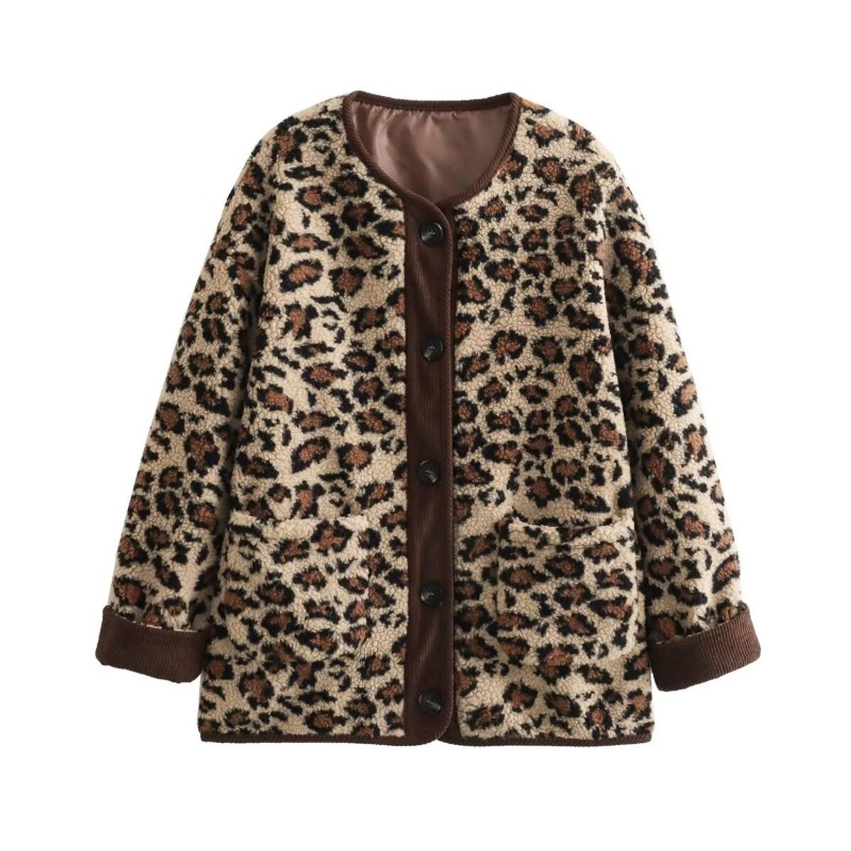 GIOIO - Chaqueta Mujer Estampado Leopardo Manga Larga Holgado Casual Otoño Invierno
