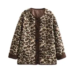 GIOIO - Chaqueta Mujer Estampado Leopardo Manga Larga Holgado Casual Otoño Invierno