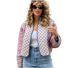 GIOIO - Chaqueta Mujer Estampada Reversible Acolchada Combinación Colores Ligera