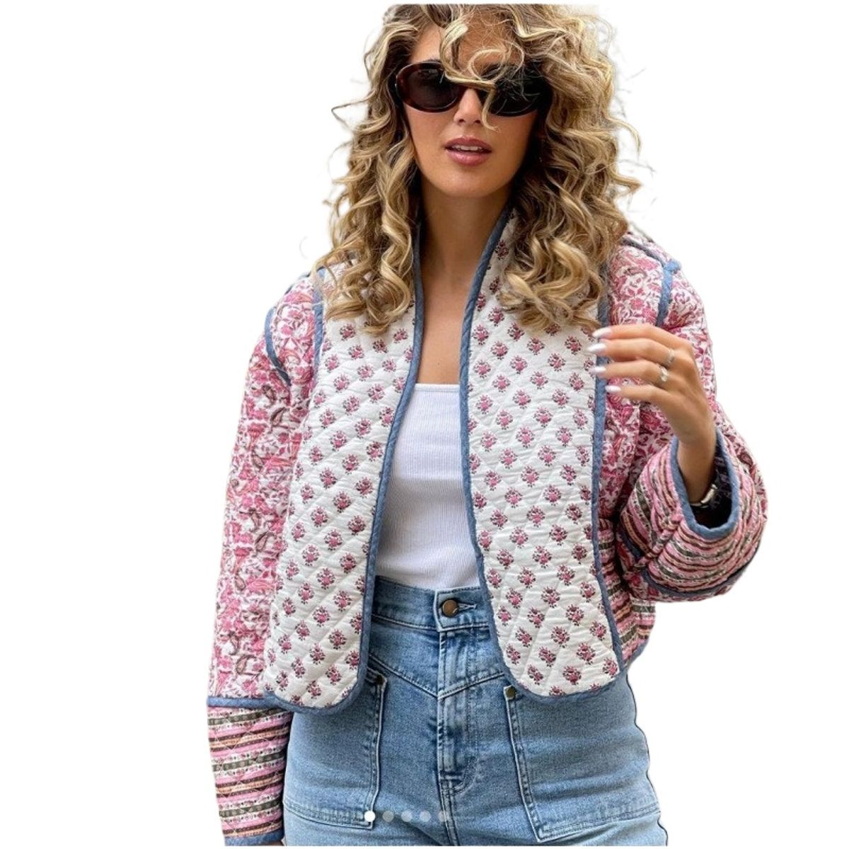 GIOIO - Chaqueta Mujer Estampada Reversible Acolchada Combinación Colores Ligera