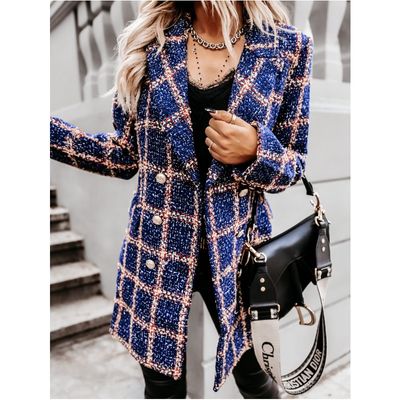 Imagen 2 del producto Chaqueta mujer estilo europeo estampada larga con cuello casual entallada