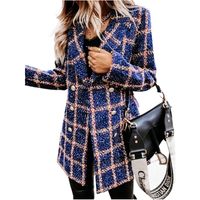 Chaqueta mujer estilo europeo estampada larga con cuello casual entallada