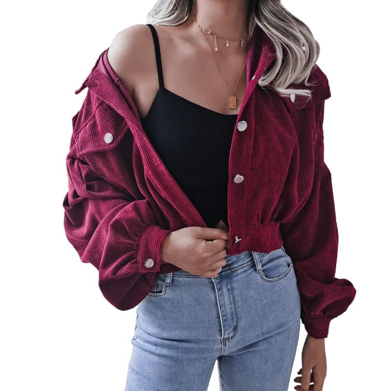 GIOIO - Chaqueta mujer de pana manga larga holgada estilo europeo otoño invierno