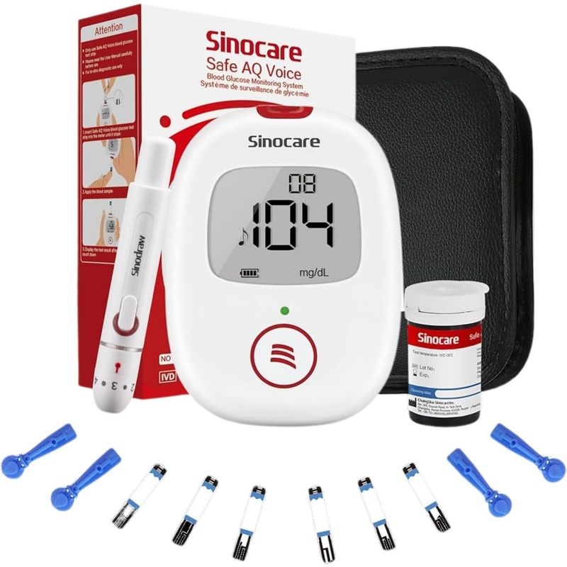 GENERICO - KIT - 1 X EQUIPO - SAFE AQ - VOICE + 1 X TIRAS - SAFE AQ - 50U + 1 X LANCETAS - SINODRAW - 50U - FD1