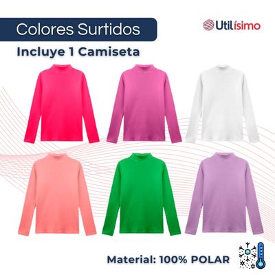 Imagen 2 del producto Camiseta Beatle 100% Polar Primera Capa Polera Cuello Alto Niña