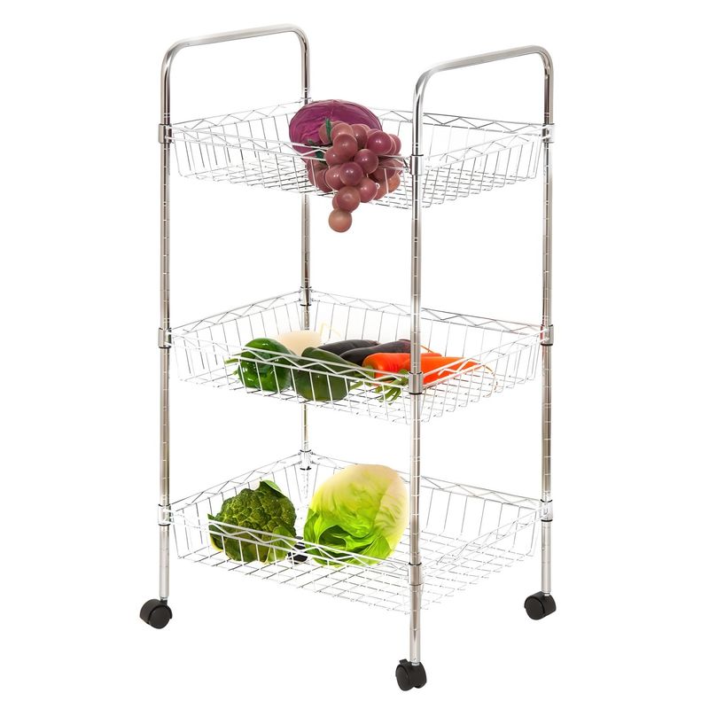 PROCHEF - Carro Multiuso 45x35x85 cm Acero Cromado 3 Canastos. 120 kg