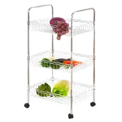 PROCHEF - Carro Multiuso 45x35x85 cm Acero Cromado 3 Canastos. 120 kg
