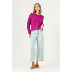 PRIVILEGE - Sweater fucsia trenzado 2215 - Fucsia