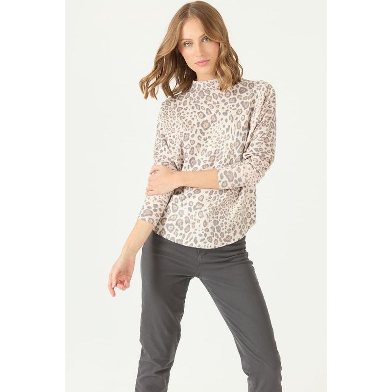 PRIVILEGE - Sweater crudo animal print PRIVILEGE 2188 - Crudo