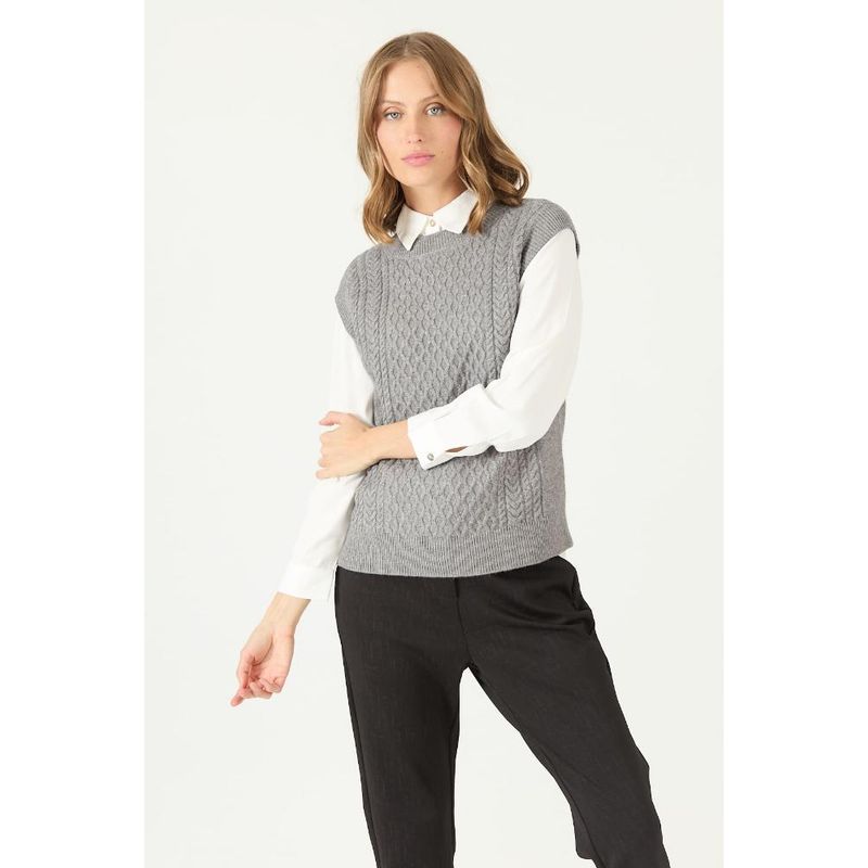 PRIVILEGE - Sweater gris trenzado PRIVILEGE 2203 - Gris