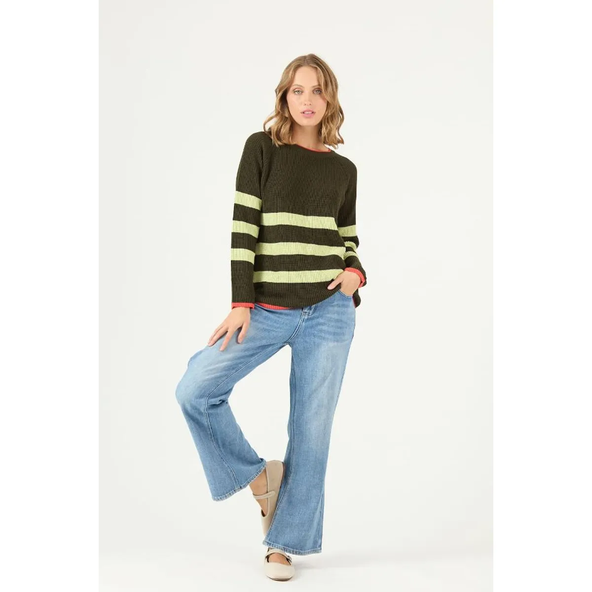 PRIVILEGE - Sweater kaki rayas PRIVILEGE 2426