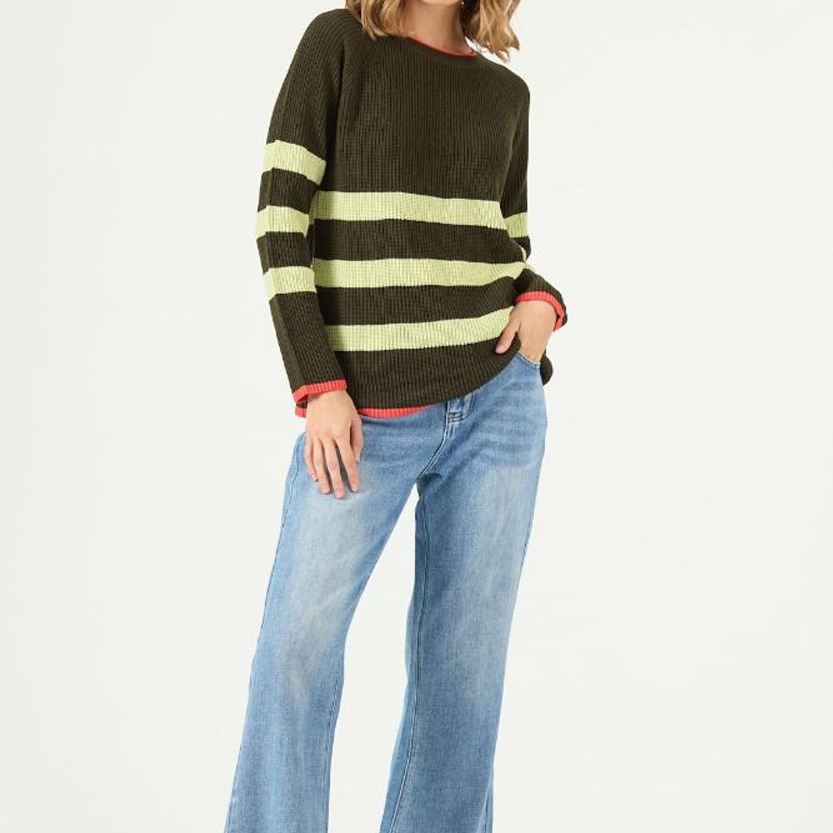 PRIVILEGE - Sweater kaki rayas PRIVILEGE 2426