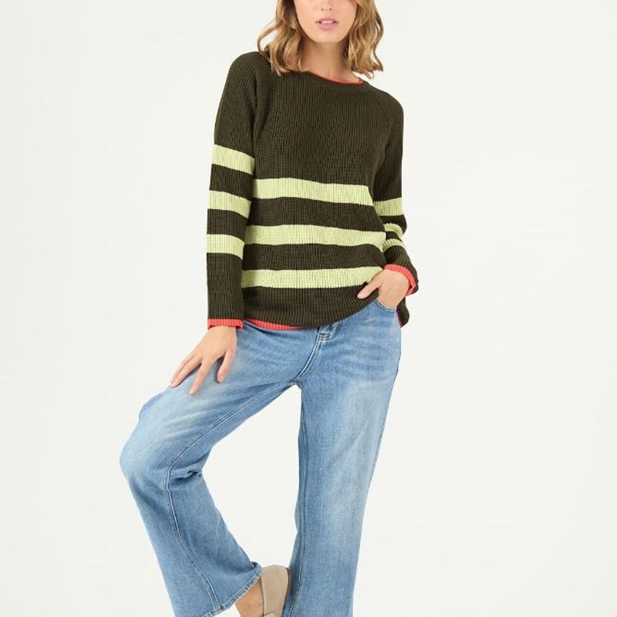 PRIVILEGE - Sweater kaki rayas PRIVILEGE 2426