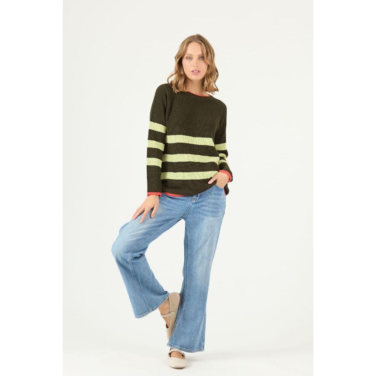 PRIVILEGE - Sweater kaki rayas PRIVILEGE 2426