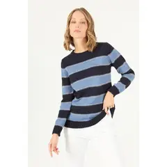 PRIVILEGE - Sweater azul marino rayas 2427 - Azul Marino