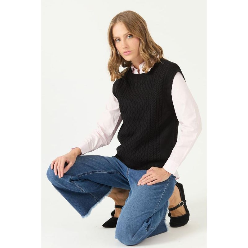 PRIVILEGE - Sweater negro trenzado PRIVILEGE 2202 - Negro