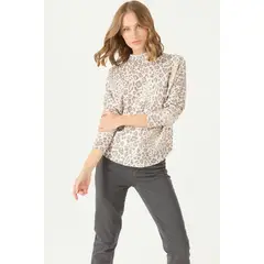 PRIVILEGE - Sweater crudo animal print 2188 - Crudo