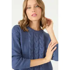 PRIVILEGE - Sweater azul marino trenzado 2168 - Azul Marino