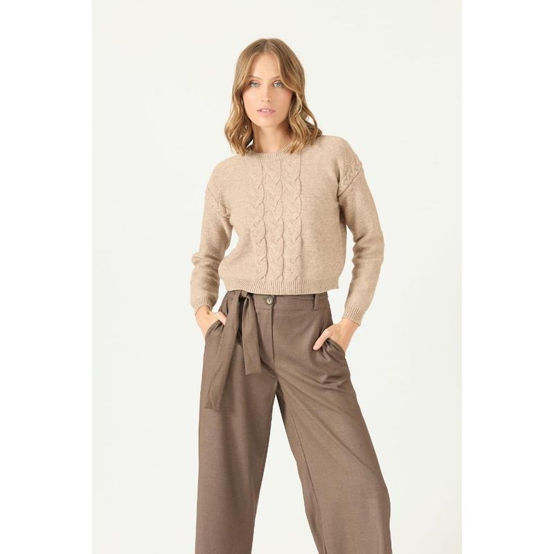 PRIVILEGE - Sweater vison trenzado PRIVILEGE 2169 - Café