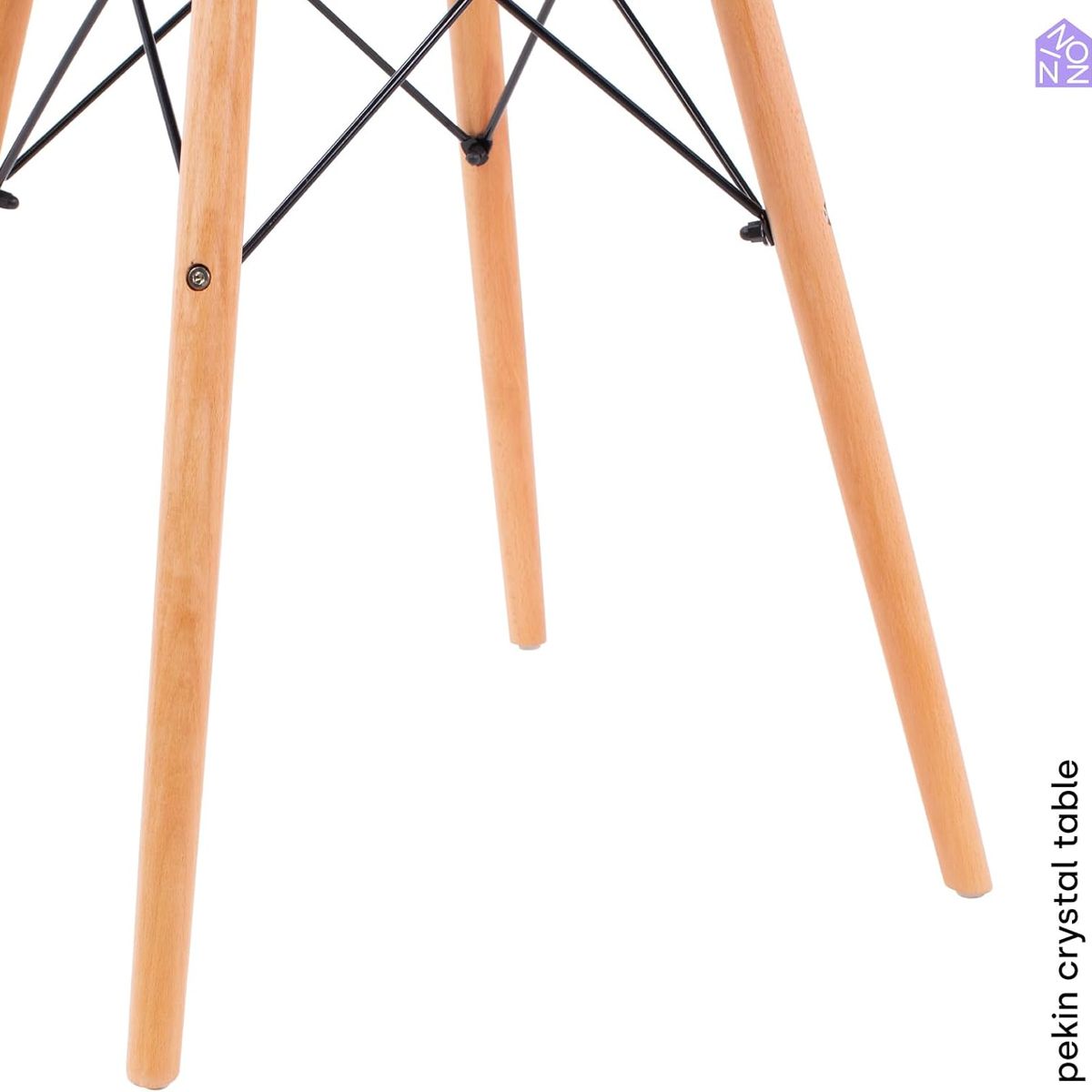 GENERICO - Mesa Redonda De Vidrio 60cm Con Patas De Madera De 75cm