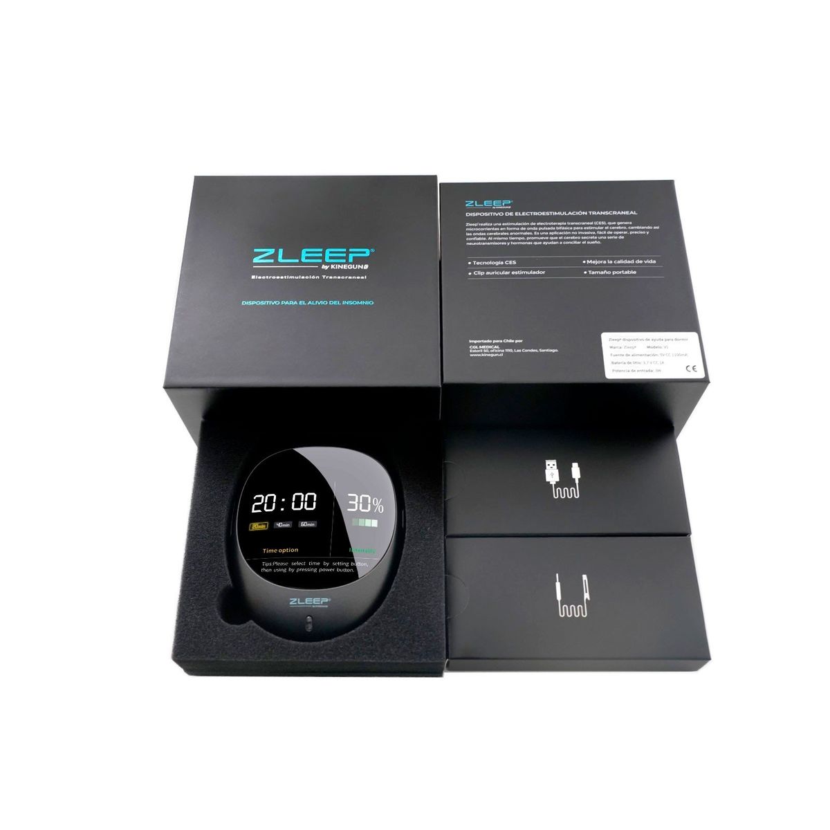 KINEGUN PRO - Alivio insomnio estrés y ansiedad - Electroestimulador ZLEEP - KINEGUN