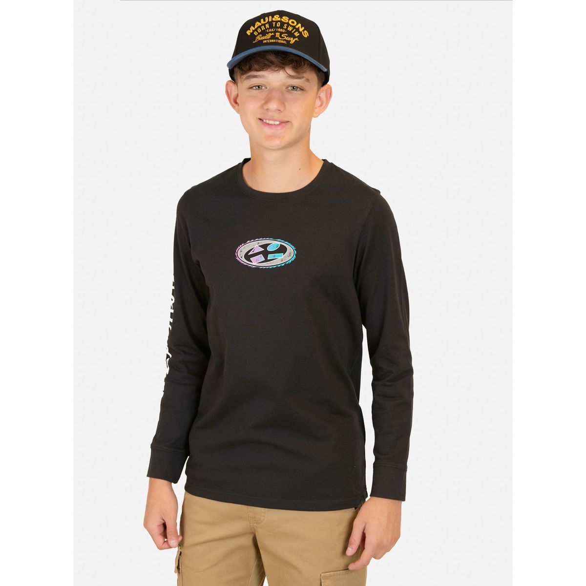 MAUI AND SONS - Polera ML Mai Tai Negro Infantil Maui And Sons - Negro