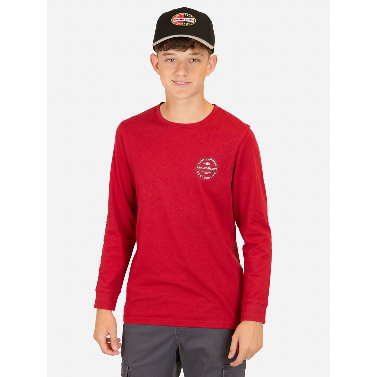 MAUI AND SONS - Polera ML Tiki Sunset Rojo Infantil Maui And Sons - Rojo