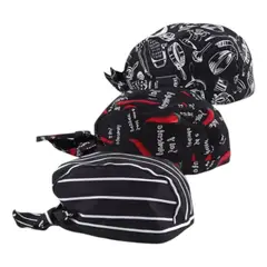 CHEF OUTFITTERS - Gorro O Bandana De Cocina Chef Con Lazo Amarrable - Eco Negro