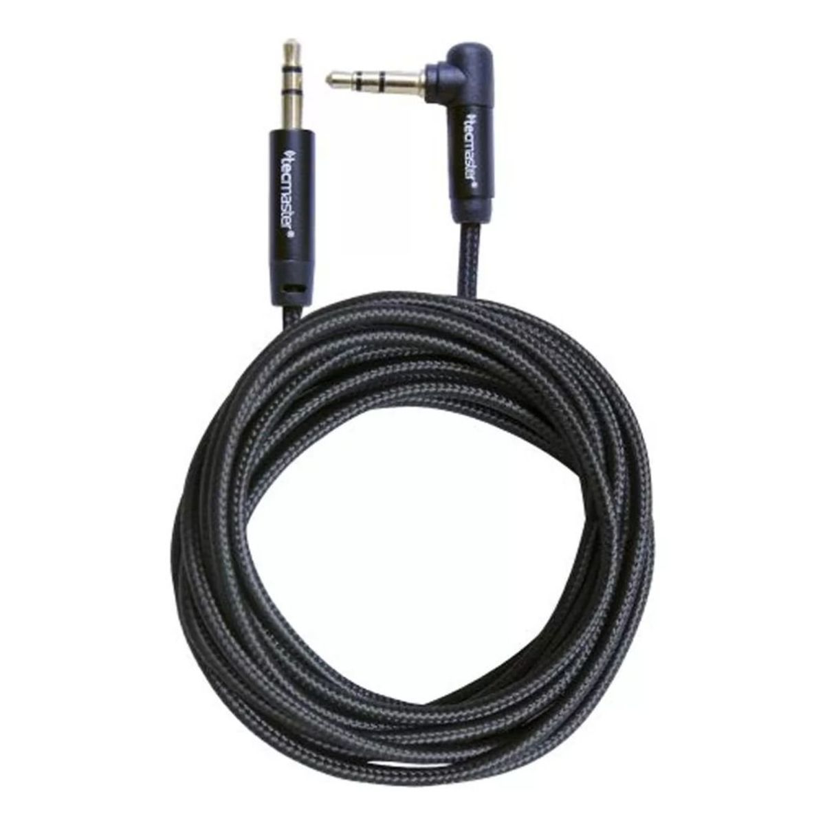 TECMASTER - Cable Auxiliar 3.5mm A 3.5mm 90 Grados Trenzado 3 Metros