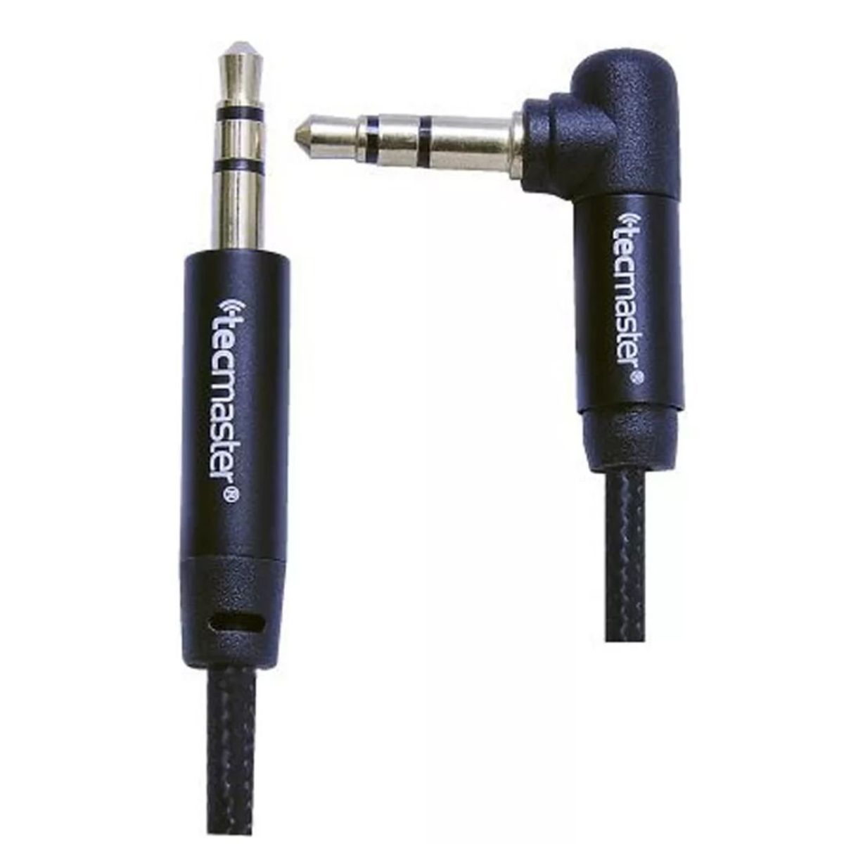 TECMASTER - Cable Auxiliar 3.5mm A 3.5mm 90 Grados Trenzado 3 Metros