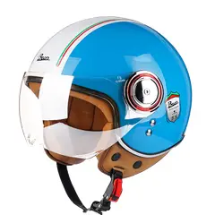 BEON - CASCO DE MOTO RETRO LIGHT BLUE - TALLA XL
