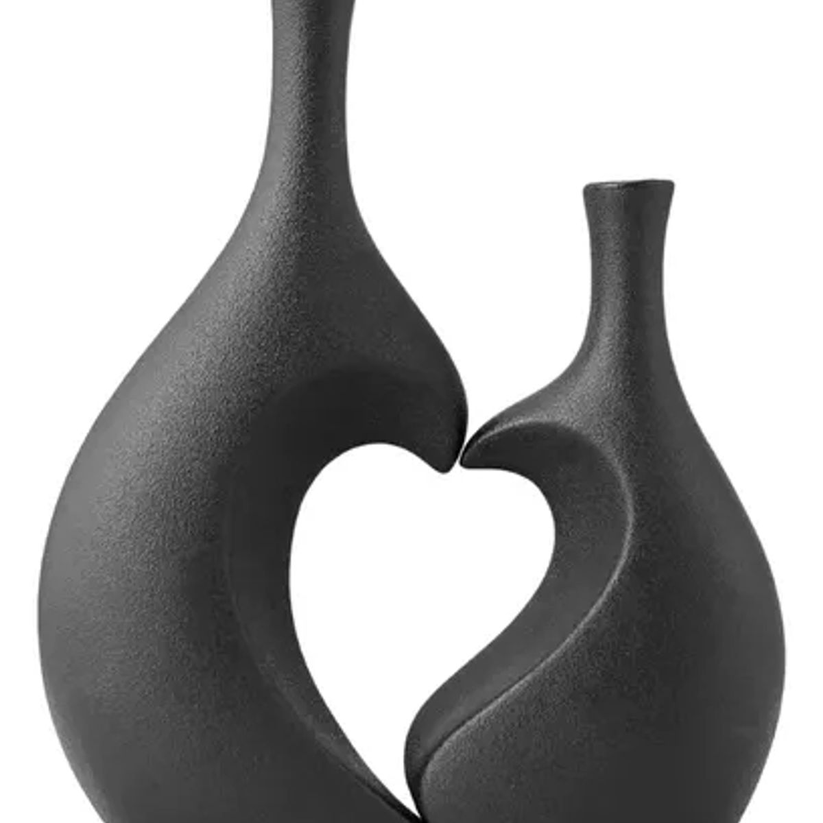 GENERICO - Pack 2 Floreros Forma Corazón Negro Y Blanco