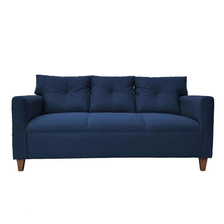 SOFA MATEO CHENILLE AZUL PATA MADERA 3C