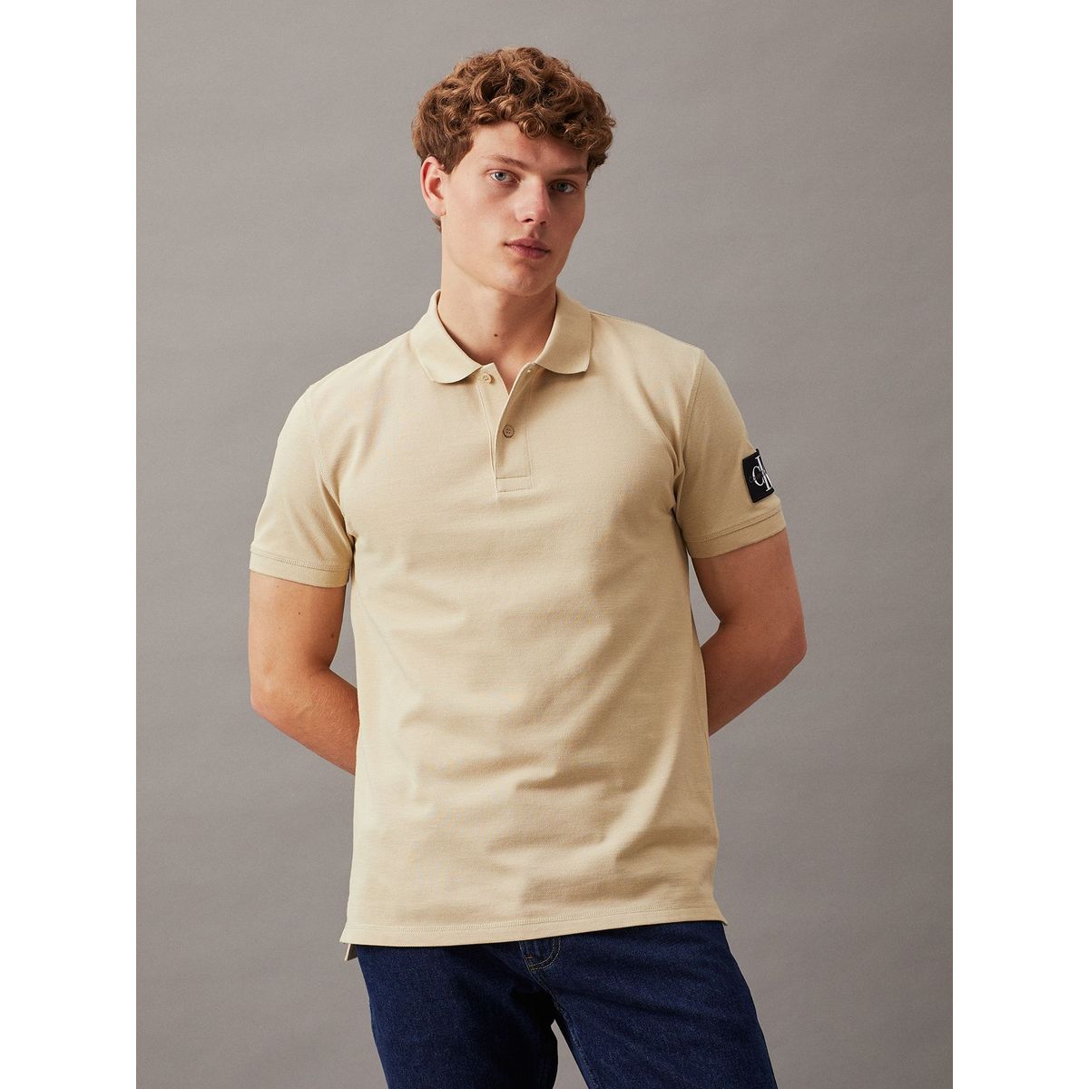 CALVIN KLEIN - Polo Badge Beige Calvin Klein